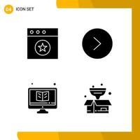 4 Icon Set Solid Style Icon Pack Glyph Symbols isolated on White Backgound for Responsive Website Designing Creative Black Icon vector background