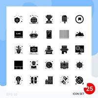 Modern Pack of 25 Icons Solid Glyph Symbols isolated on White Backgound for Website designing Creative Black Icon vector background