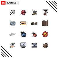 Universal Icon Symbols Group of 16 Modern Flat Color Filled Lines of inbox laser investment printing modeling Editable Creative Vector Design Elements