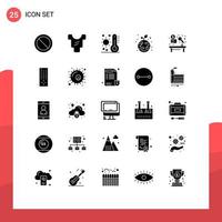 Set of 25 Commercial Solid Glyphs pack for desk microphone summer globe growth Editable Vector Design Elements