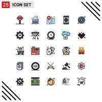 25 iconos creativos signos y símbolos modernos de dvd cd gps world cell elementos de diseño vectorial editables vector