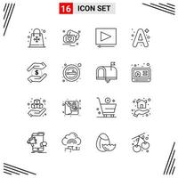 16 Icons Line Style Grid Based Creative Outline Symbols for Website Design Simple Line Icon Signs Isolated on White Background 16 Icon Set Creative Black Icon vector background