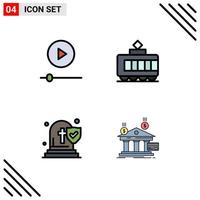 Set of 4 Modern UI Icons Symbols Signs for devices funeral technology transport bank Editable Vector Design Elements