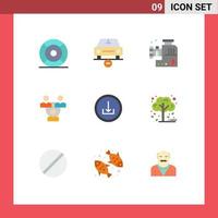 Group of 9 Flat Colors Signs and Symbols for communication meeting minus connection meat grinder Editable Vector Design Elements