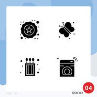 Stock Vector Icon Pack of 4 Line Signs and Symbols for badge fire product spring internet Editable Vector Design Elements