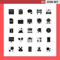 25 Icon Pack Solid Style Glyph Symbols on White Background Simple Signs for general designing Creative Black Icon vector background