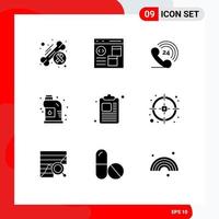 Set of 9 Modern UI Icons Symbols Signs for plumbing mechanical develop cleaner ringing Editable Vector Design Elements