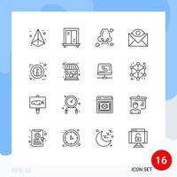 16 User Interface Outline Pack of modern Signs and Symbols of information inbox health email contact Editable Vector Design Elements