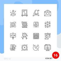 16 User Interface Outline Pack of modern Signs and Symbols of information inbox health email contact Editable Vector Design Elements