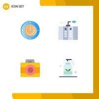 Set of 4 Commercial Flat Icons pack for electricity camera computing energy digital Editable Vector Design Elements