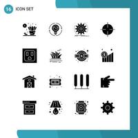 Pack of 16 creative Solid Glyphs of symbolism oil light money income Editable Vector Design Elements