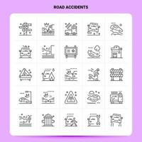 OutLine 25 Road Accidents Icon set Vector Line Style Design Black Icons Set Linear pictogram pack Web and Mobile Business ideas design Vector Illustration