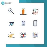 User Interface Pack of 9 Basic Flat Colors of ipod design bulb camera project management Editable Vector Design Elements