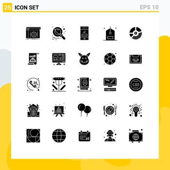 25 User Interface Solid Glyph Pack of modern Signs and Symbols of counter check science technology missed Editable Vector Design Elements