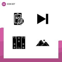 Set of 4 Modern UI Icons Symbols Signs for gdpr logistic end next wood Editable Vector Design Elements