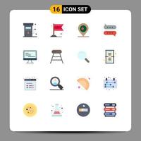 16 iconos creativos signos y símbolos modernos de ubicación de computadora de texto chat paquete editable de elementos de diseño de vectores creativos