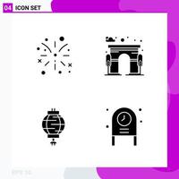 Solid Icon set Pack of 4 Glyph Icons isolated on White Background for Web Print and Mobile Creative Black Icon vector background