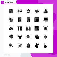 Pack of 25 Modern Solid Glyphs Signs and Symbols for Web Print Media such as shipping logistic help delivery search Editable Vector Design Elements