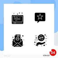 Modern Pack of 4 Icons Solid Glyph Symbols isolated on White Backgound for Website designing Creative Black Icon vector background