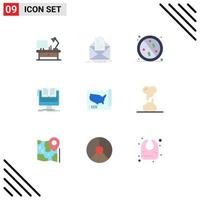 User Interface Pack of 9 Basic Flat Colors of computer document briefing hospital healthcare Editable Vector Design Elements