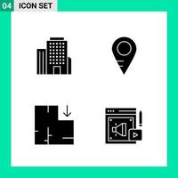 Pack of 4 Solid Style Icon Set Glyph Symbols for print Creative Signs Isolated on White Background 4 Icon Set Creative Black Icon vector background