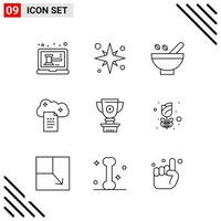 conjunto perfecto de píxeles de iconos de 9 líneas conjunto de iconos de esquema para el diseño de sitios web y la interfaz de aplicaciones móviles fondo de vector de icono negro creativo