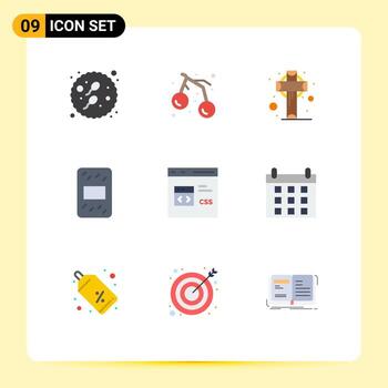 Stock Vector Icon Pack of 9 Line Signs and Symbols for css code cross pack grain Editable Vector Design Elements