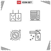 Editable Vector Line Pack of 4 Simple Filledline Flat Colors of light warning furniture drawer flame Editable Vector Design Elements