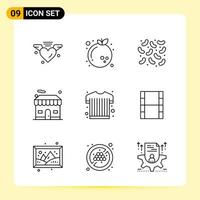 9 Creative Icons for Modern website design and responsive mobile apps 9 Outline Symbols Signs on White Background 9 Icon Pack Creative Black Icon vector background