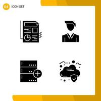 4 Icon Set Solid Style Icon Pack Glyph Symbols isolated on White Backgound for Responsive Website Designing Creative Black Icon vector background