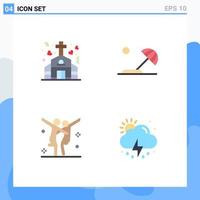 Pack of 4 Modern Flat Icons Signs and Symbols for Web Print Media such as chapel choreography wedding holiday party Editable Vector Design Elements