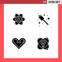 4 Icon Pack Solid Style Glyph Symbols on White Background Simple Signs for general designing Creative Black Icon vector background