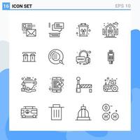 Modern 16 Line style icons Outline Symbols for general use Creative Line Icon Sign Isolated on White Background 16 Icons Pack Creative Black Icon vector background