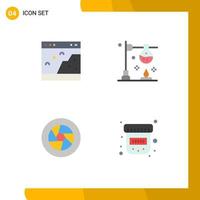 Flat Icon Pack of 4 Universal Symbols of browser aperture photo chemistry logo Editable Vector Design Elements