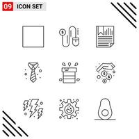 Pixle Perfect Set of 9 Line Icons Outline Icon Set for Webite Designing and Mobile Applications Interface Creative Black Icon vector background