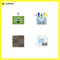 4 User Interface Flat Icon Pack of modern Signs and Symbols of cash interior mail closet paper Editable Vector Design Elements