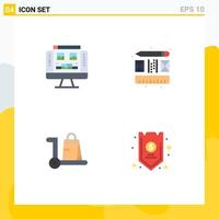 4 concepto de icono plano para sitios web móviles y aplicaciones galería mercado diseño de pantalla carrito elementos de diseño vectorial editables vector