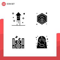 Pack of 4 Universal Glyph Icons for Print Media on White Background Creative Black Icon vector background