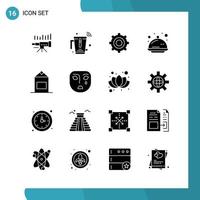 Vector Pack of 16 Glyph Symbols Solid Style Icon Set on White Background for Web and Mobile Creative Black Icon vector background