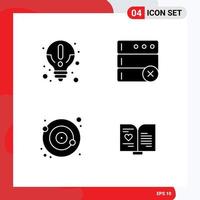 Set of 4 Modern UI Icons Symbols Signs for about orbit knowledge serve book Editable Vector Design Elements