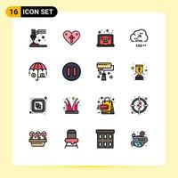 Universal Icon Symbols Group of 16 Modern Flat Color Filled Lines of finance develop laptop coding cloud Editable Creative Vector Design Elements