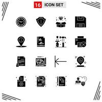 16 Icons Solid Style Grid Based Creative Glyph Symbols for Website Design Simple Solid Icon Signs Isolated on White Background 16 Icon Set Creative Black Icon vector background