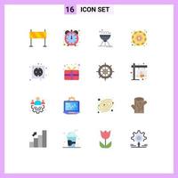 Set of 16 Vector Flat Colors on Grid for energy board cooking bbq token blockchain Editable Pack of Creative Vector Design Elements