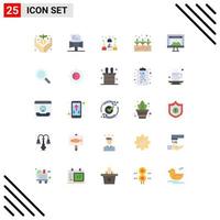25 Thematic Vector Flat Colors and Editable Symbols of website design headcount computer growth Editable Vector Design Elements