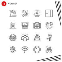 colección de 16 iconos vectoriales en estilo de línea símbolos de contorno perfecto de píxel para signos de icono de línea web y móvil sobre fondo blanco 16 iconos fondo de vector de icono negro creativo