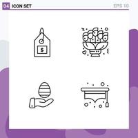 Pack of 4 creative Filledline Flat Colors of tag hand interface love easter Editable Vector Design Elements