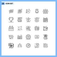 Group of 25 Modern Lines Set for motivation daybed field coach ladybug Editable Vector Design Elements