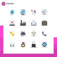 Universal Icon Symbols Group of 16 Modern Flat Colors of pie chart credit marketing card promotion Editable Pack of Creative Vector Design Elements