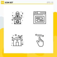 Collection of 4 Universal Line Icons Icon Set for Web and Mobile Creative Black Icon vector background