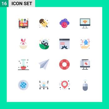 Set of 16 Modern UI Icons Symbols Signs for wifi computer food off power Editable Pack of Creative Vector Design Elements